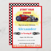 Monster Red Race Car Geburtstag Einladung (Vorne/Hinten)