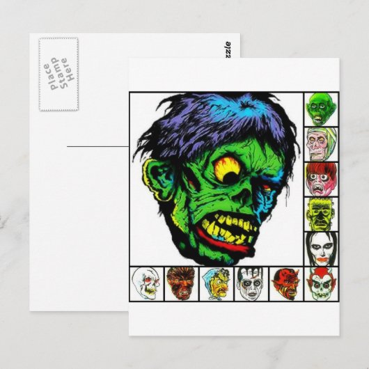 Monster Retro-Monster Postkarte (Vorne/Hinten)