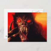 Monster rote Augen mit Reißzähnen Postkarte (Vorne/Hinten)