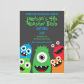 Monster-Schlag-Kindergeburtstag-Party Einladungen (Stehend Vorderseite)