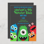 Monster-Schlag-Kindergeburtstag-Party Einladungen (Vorne/Hinten)