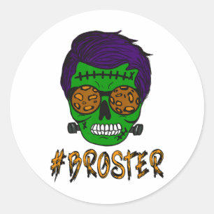 Monster Skull Broster Brother Halloween Match F Runder Aufkleber