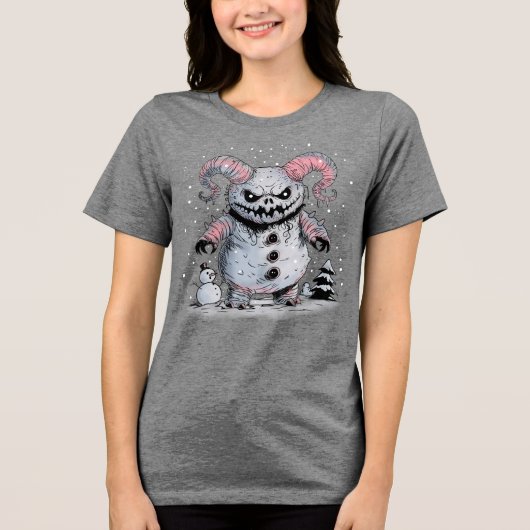 Monster Snowman Tri-Blend Shirt (Vorderseite)