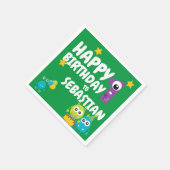 Monster Spaß ein Jahr alt Geburtstag Personalisier Serviette (Ecke)