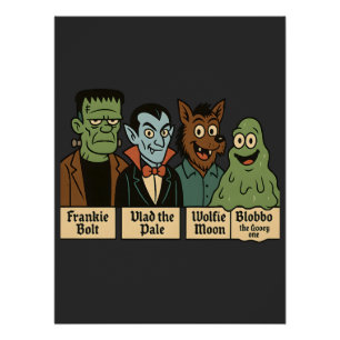 Monster Squad Portrait   Niedliche Halloween-Kunst Poster