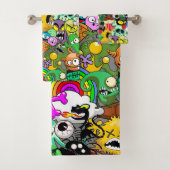 Monster-Süße Figuren Halloween-Muster Badhandtuch Set (Insitu)