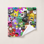 Monster-Süße Figuren Halloween-Muster Badhandtuch Set (Waschlappen)