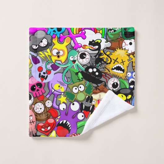 Monster-Süße Figuren Halloween-Muster Badhandtuch Set (Waschlappen)