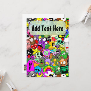 Monster-Süße Figuren Halloween-Muster Einladung