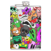 Monster-Süße Figuren Halloween-Muster Flachmann (Vorderseite)