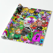Monster-Süße Figuren Halloween-Muster Geschenkpapier (Ungerollt)