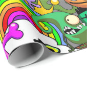 Monster-Süße Figuren Halloween-Muster Geschenkpapier (Rolleneckpunkt)