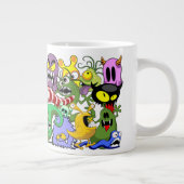 Monster-Süße Figuren Halloween-Muster Jumbo-Tasse (Rechts)