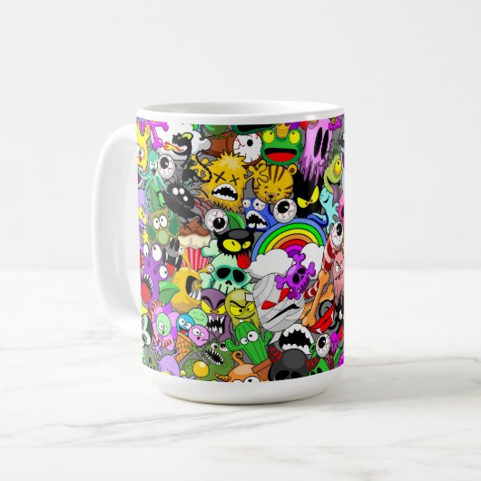 Monster-Süße Figuren Halloween-Muster Kaffeetasse (Vorderseite Links)