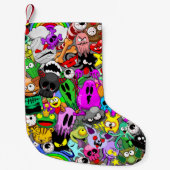 Monster-Süße Figuren Halloween-Muster Kleiner Weihnachtsstrumpf (Vorderseite)