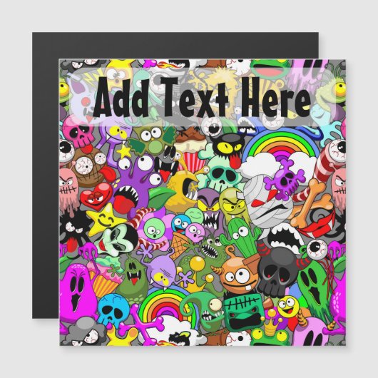 Monster-Süße Figuren Halloween-Muster Magnetkarte (Vorne/Hinten)