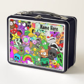 Monster-Süße Figuren Halloween-Muster Metall Brotdose (Vorderseite)