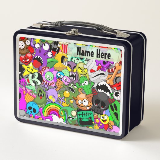 Monster-Süße Figuren Halloween-Muster Metall Brotdose (Vorderseite)