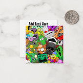 Monster-Süße Figuren Halloween-Muster Mitteilungskarte (Vorderseite/Rückseite Beispiel)