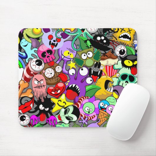 Monster-Süße Figuren Halloween-Muster Mousepad (Mit Mouse)