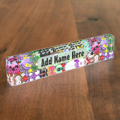 Monster-Süße Figuren Halloween-Muster Namensplakette (Seite)