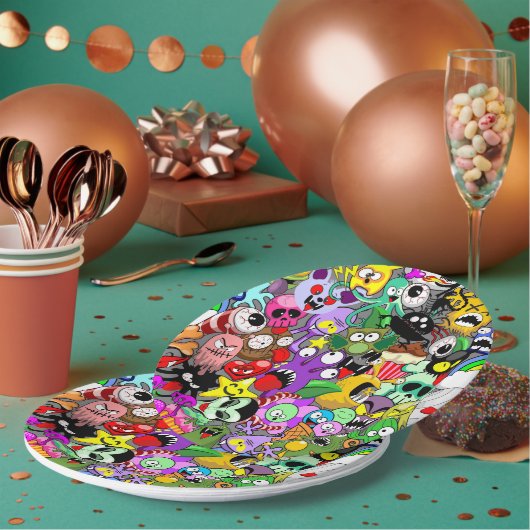 Monster-Süße Figuren Halloween-Muster Pappteller (Multi)