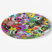 Monster-Süße Figuren Halloween-Muster Pappteller (Schrägansicht)