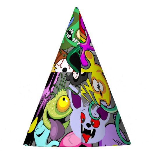 Monster-Süße Figuren Halloween-Muster Partyhütchen (Rückseite)