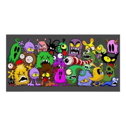 Monster-Süße Figuren Halloween-Muster Poster (Vorderseite)