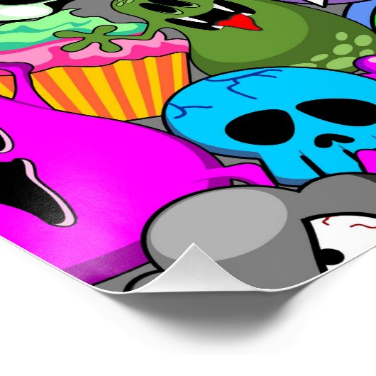 Monster-Süße Figuren Halloween-Muster Poster (Ecke)