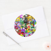 Monster-Süße Figuren Halloween-Muster Runder Aufkleber (Umschlag)