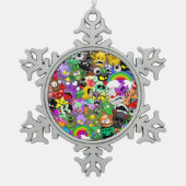 Monster-Süße Figuren Halloween-Muster Schneeflocken Zinn-Ornament (Vorderseite)