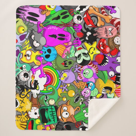 Monster-Süße Figuren Halloween-Muster Sherpadecke (Vorderseite)