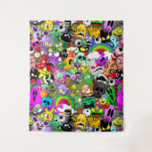 Monster-Süße Figuren Halloween-Muster Wandteppich (Vorderseite)