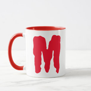 Monster-Tasse für ihn Initialen Rot Monogramm Buch Tasse