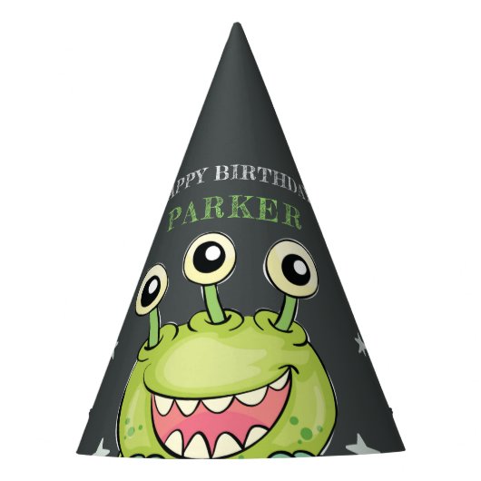 Monster Thema Geburtstag Partyhütchen (Vorderseite)