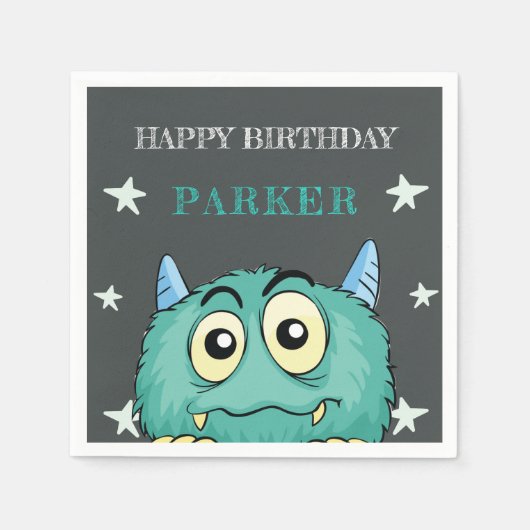 Monster Thema Geburtstagsparty Personalisiert Serviette (Vorderseite)