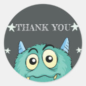 Monster Theme Birthday Party Danke Runder Aufkleber (Vorderseite)