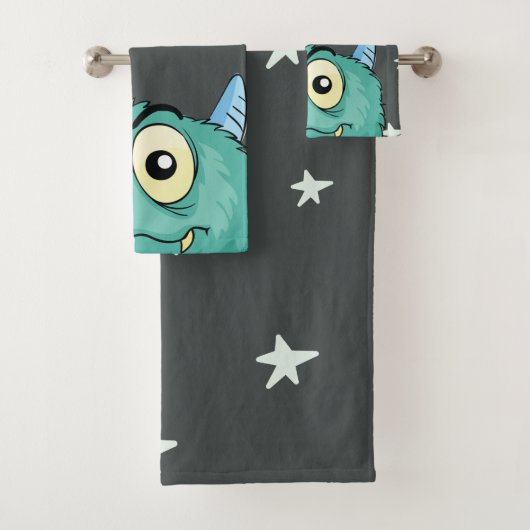 Monster Theme Personalisiert Badhandtuch Set (Insitu)