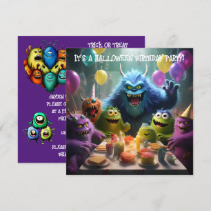 Monster-Themen-Kinder-Halloween-Geburtstagsfeier Einladung