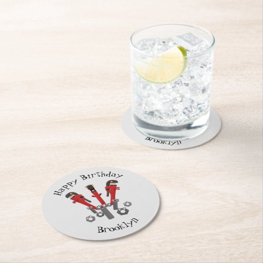 Monster-Tools für Spaß Cartoon Runder Pappuntersetzer (Vor Ort)