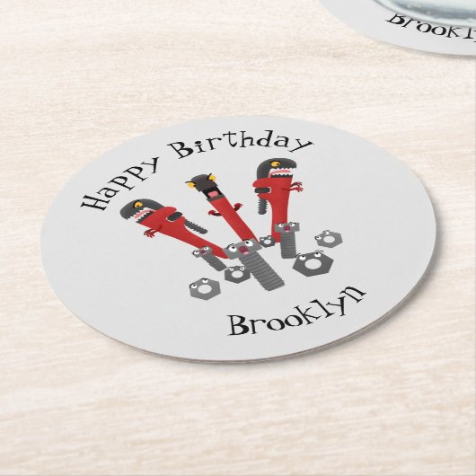 Monster-Tools für Spaß Cartoon Runder Pappuntersetzer (Angewinkelt)