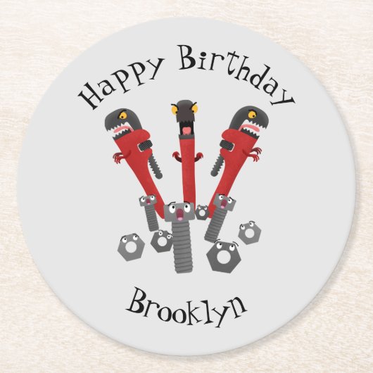 Monster-Tools für Spaß Cartoon Runder Pappuntersetzer (Vorderseite)