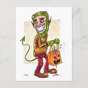 Monster Trick-or-Treater Halloween Feiertagspostkarte