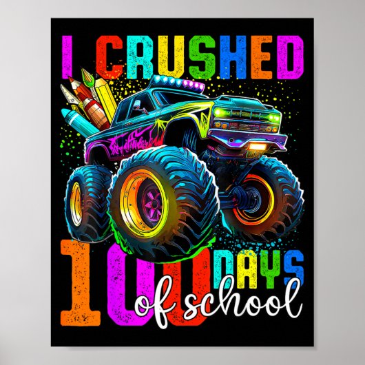 Monster Truck 100th Day Of School Boys 100 Days Of Poster (Vorne)