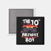 Monster Truck 10th Birthday Boy Funny 10 Years Old Magnet (Vorderseite/Rückseite)