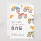 Monster Truck 1. Geburtstag Einladung | Lastkraftw (Vorderseite)