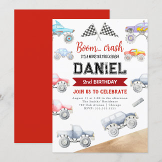 Monster Truck 2. Geburtstag Einladung
