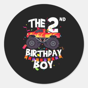 Monster Truck 2. Geburtstag Junge Lustig 2 Jahre A Runder Aufkleber