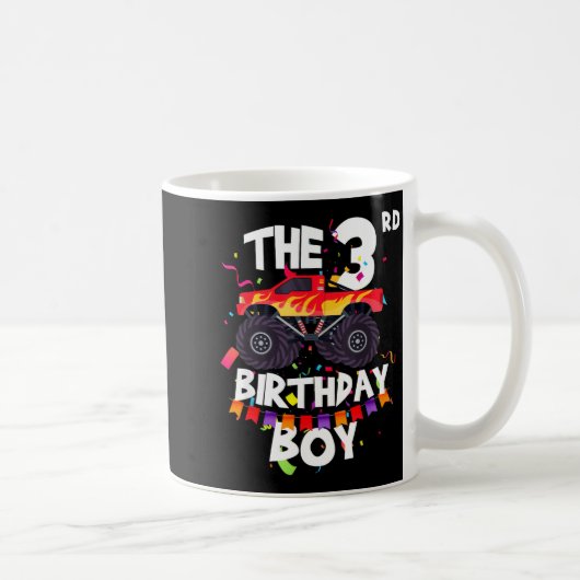 Monster Truck 3rd Birthday Boy Funny 3 Years Old B Kaffeetasse (Rechts)